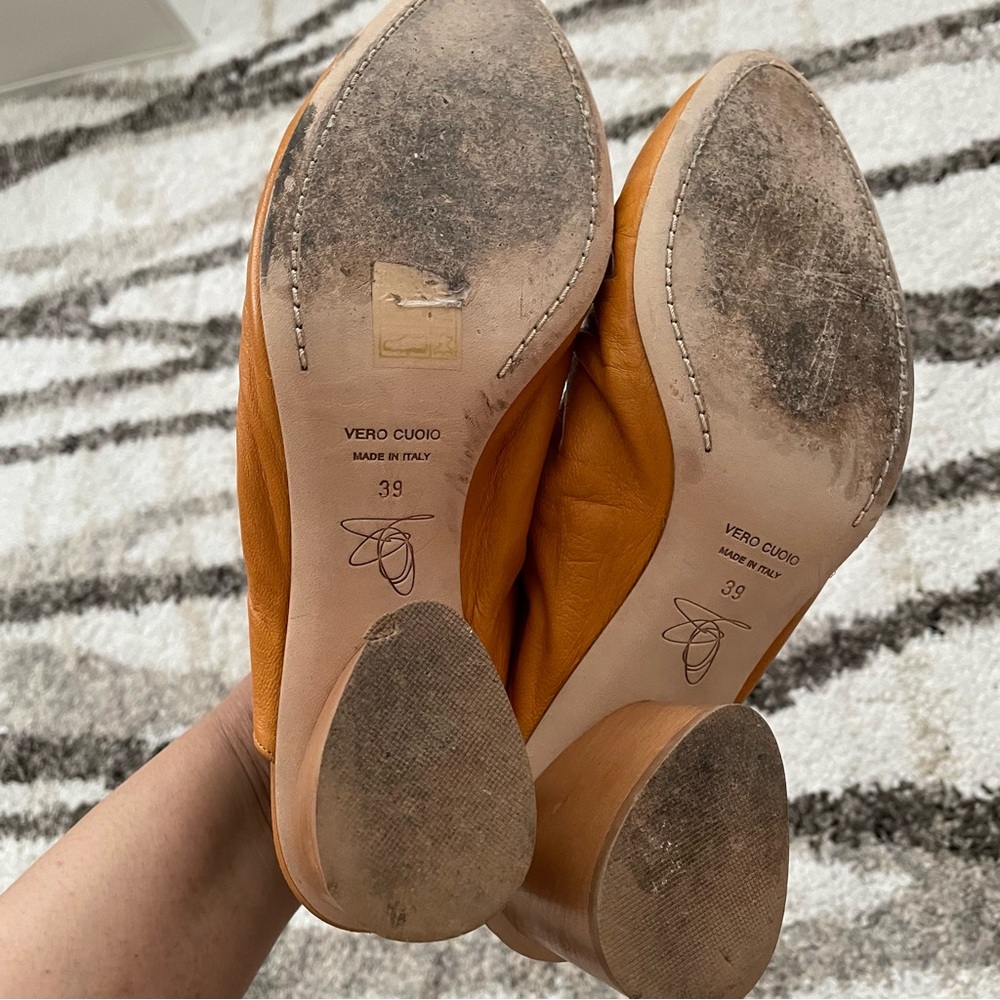 Zero + Maria Cornejo Mustard Block Heel Mules - Picture 5 of 10